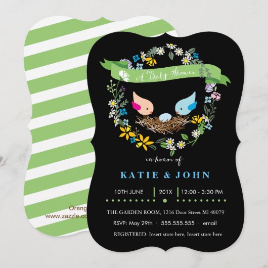 Blaues Ei| Kinderdusche Einladung (Vorne/Hinten)