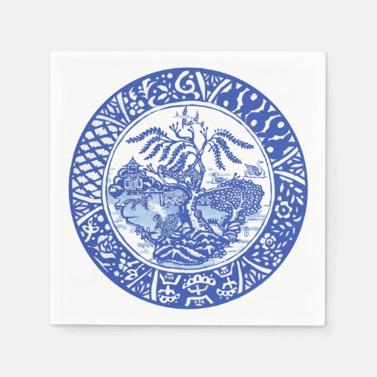 Blaues Eichhörnchen Bird Fox Willow Tempel Serviette (Vorderseite)