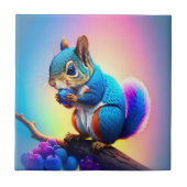 Blaues Eichhörnchen, das Obst isst-323232 Fliese (Vorderseite)