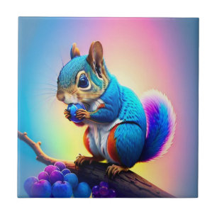 Blaues Eichhörnchen, das Obst isst-323232 Fliese