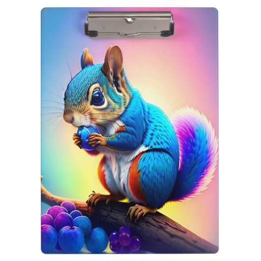 Blaues Eichhörnchen, das Obst isst-323232 Klemmbrett (Vorderseite)