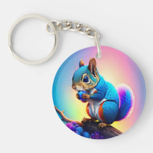 Blaues Eichhörnchen, das Obst isst-323232 Schlüsselanhänger