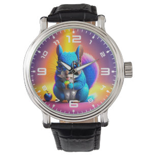 Blaues Eichhörnchen, das Obst isst Armbanduhr