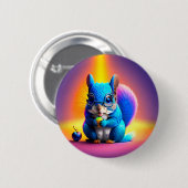 Blaues Eichhörnchen, das Obst isst Button (Vorne & Hinten)