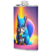 Blaues Eichhörnchen, das Obst isst Flachmann (Links)