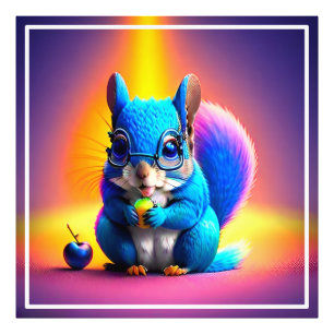 Blaues Eichhörnchen, das Obst isst Fotodruck