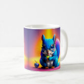 Blaues Eichhörnchen, das Obst isst Kaffeetasse (VorderseiteRechts)