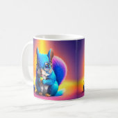 Blaues Eichhörnchen, das Obst isst Kaffeetasse (Vorderseite Links)