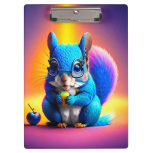 Blaues Eichhörnchen, das Obst isst Klemmbrett