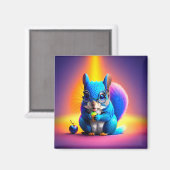 Blaues Eichhörnchen, das Obst isst Magnet (Vorderseite/Rückseite)