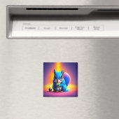Blaues Eichhörnchen, das Obst isst Magnet (In Situ (Geschirrspüler))