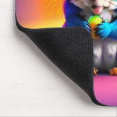 Blaues Eichhörnchen, das Obst isst Mousepad (Ecke)