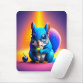 Blaues Eichhörnchen, das Obst isst Mousepad (Mit Mouse)