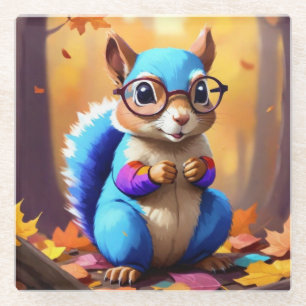 Blaues Eichhörnchen mit Brille-39421 Glasuntersetzer