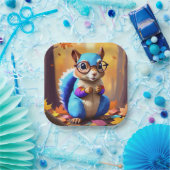 Blaues Eichhörnchen mit Brille Pappteller (Party)