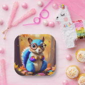 Blaues Eichhörnchen mit Brille Pappteller (Party)