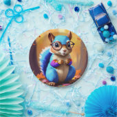 Blaues Eichhörnchen mit Brille Pappteller (Party)
