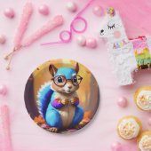 Blaues Eichhörnchen mit Brille Pappteller (Party)