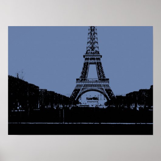Blaues Eiffelturm-Plakat Poster (Vorne)
