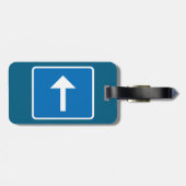 Blaues Einbahnstraßenzeichen Gepäckanhänger (Rückseite horizontal)