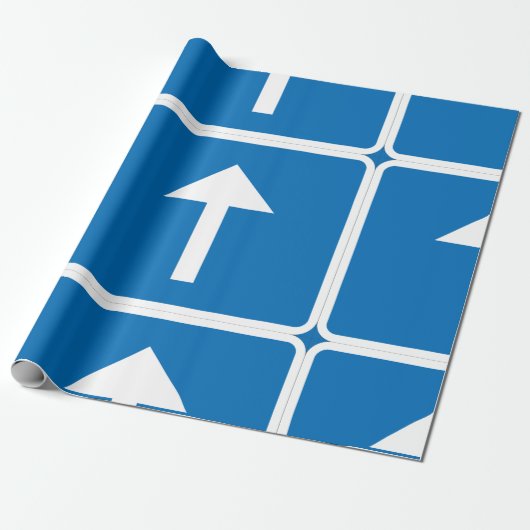 Blaues Einbahnstraßenzeichen Geschenkpapier (Ungerollt)