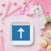 Blaues Einbahnstraßenzeichen Pappteller (Party)