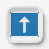 Blaues Einbahnstraßenzeichen Pappteller (Vorderseite)