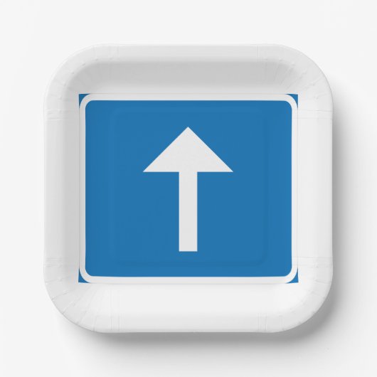 Blaues Einbahnstraßenzeichen Pappteller (Vorderseite)