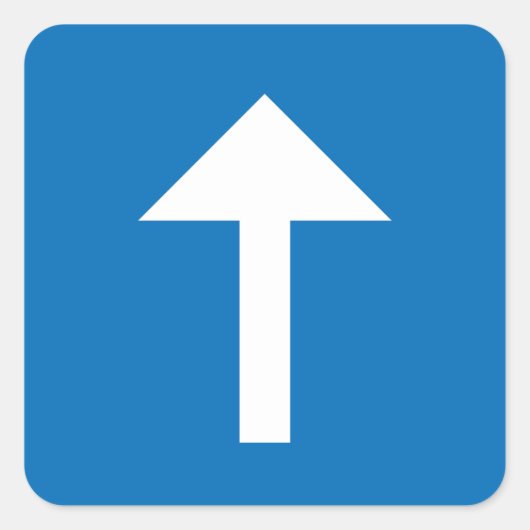 Blaues Einbahnstraßenzeichen Quadratischer Aufkleber (Vorderseite)