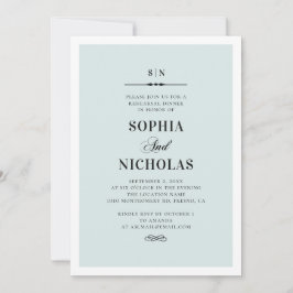 Blaues einfaches Abendessen mit Probe. Eleganter K Einladung