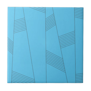 Blaues, einfaches, elegantes, abstraktes Linienmus Fliese