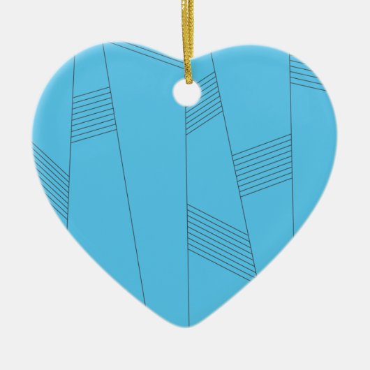 Blaues, einfaches, elegantes, abstraktes Linienmus Keramik Ornament (Vorne)