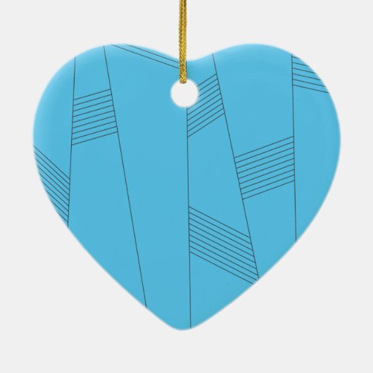 Blaues, einfaches, elegantes, abstraktes Linienmus Keramik Ornament (Hinten)