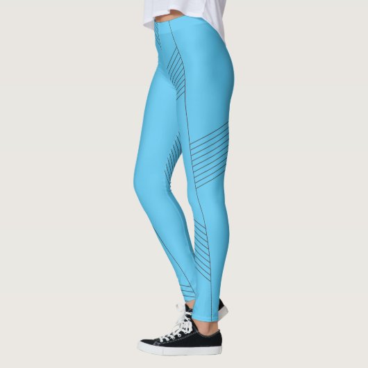 Blaues, einfaches, elegantes, abstraktes Linienmus Leggings (Links)