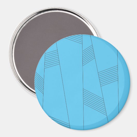 Blaues, einfaches, elegantes, abstraktes Linienmus Magnet (Vorderseite/Rückseite)