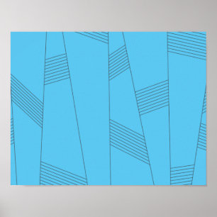 Blaues, einfaches, elegantes, abstraktes Linienmus Poster