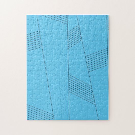 Blaues, einfaches, elegantes, abstraktes Linienmus Puzzle (Vertikal)