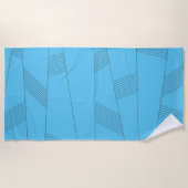 Blaues, einfaches, elegantes, abstraktes Linienmus Strandtuch (Vorderseite)