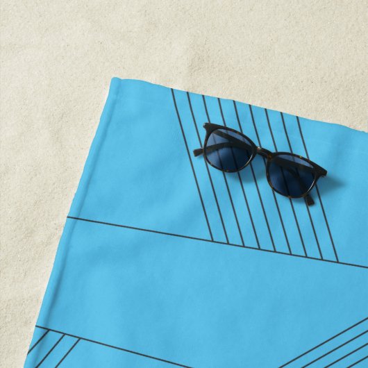 Blaues, einfaches, elegantes, abstraktes Linienmus Strandtuch (Beispiel)