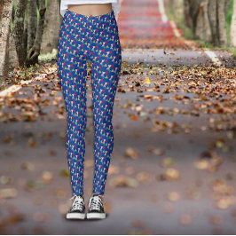 Blaues, einfaches geometrisches Muster Leggings