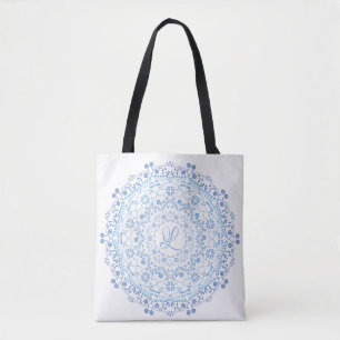 Blaues einfaches Mandala-Kreis-Minimalistisches Fl Tasche