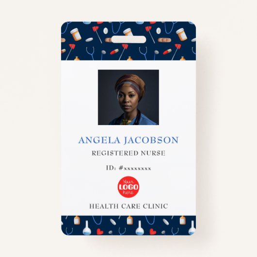 Blaues eingetragenes Logo für Krankenpflege Ausweis (Vorderseite)