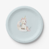 Blaues Einhorn auf Wolken Geburtstag Pappteller (Vorderseite)
