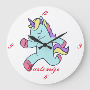 Blaues Einhorn, das Thunder_Cove laufen lässt Große Wanduhr