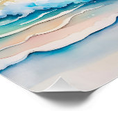 Blaues Einhorn-Galoping am Ozean Poster (Ecke)