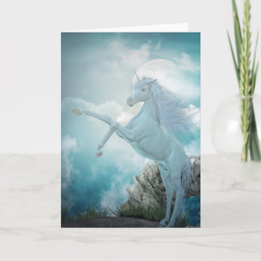 blaues Einhorn Karte (Vorderseite)