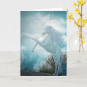 blaues Einhorn Karte (Gelbe Blume)