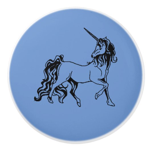 Blaues Einhorn Keramikknauf (Vorderseite)