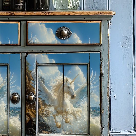 Blaues Einhorn Mythische Fantasie Pegasus Seidenpapier