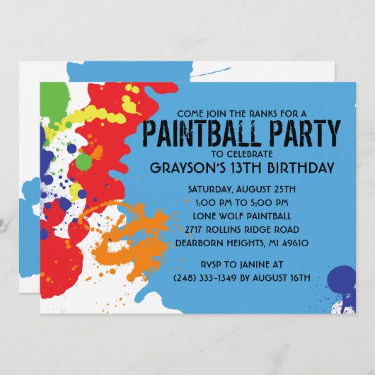 Blaues Einladung (Vorne/Hinten)